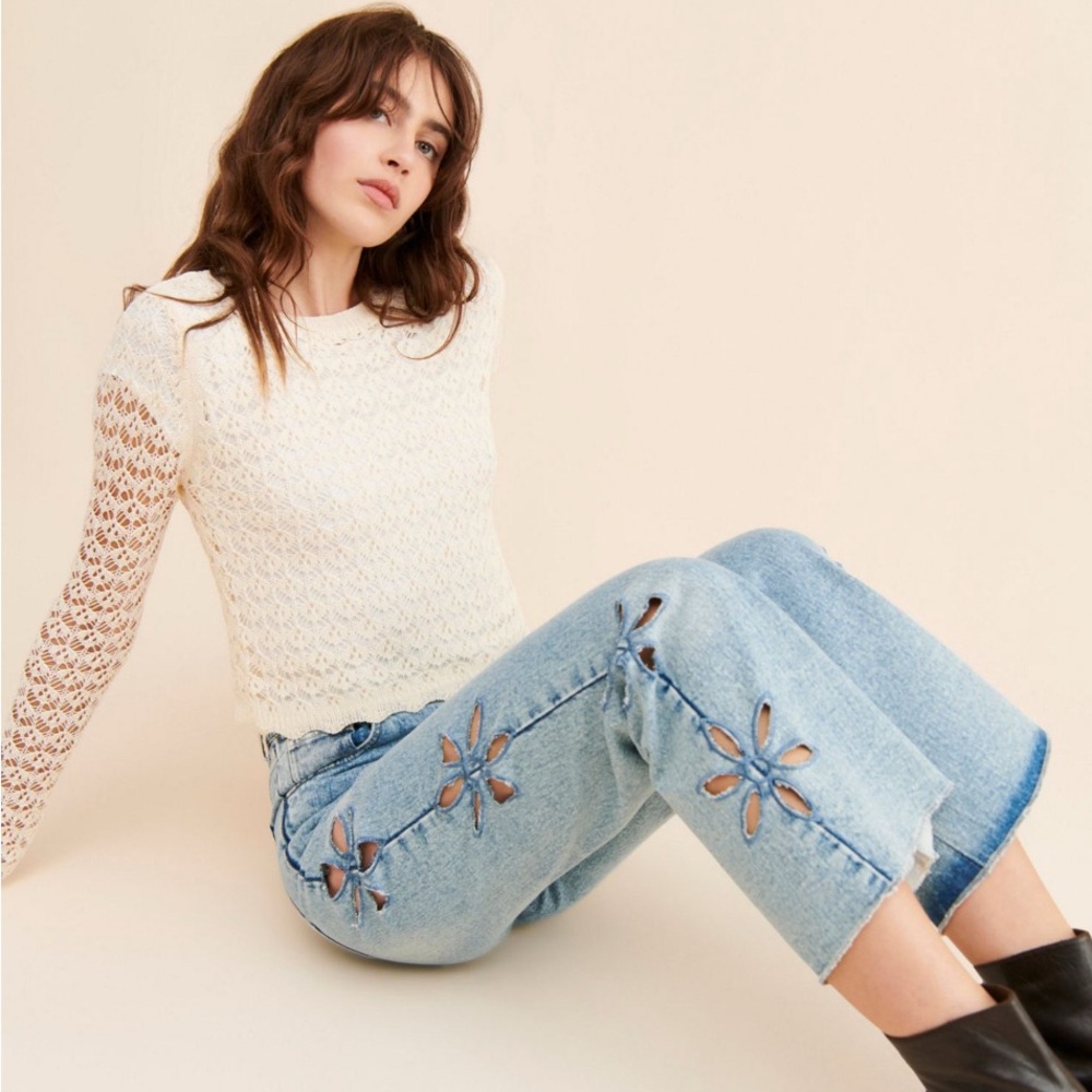 Free People Light Blue Flare Jeans - Picture 3 of 5